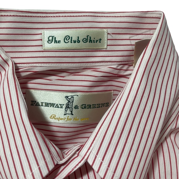 Fairway & Greene Medium Cotton Button Up Red White Stripe Pocket - Picture 3 of 7